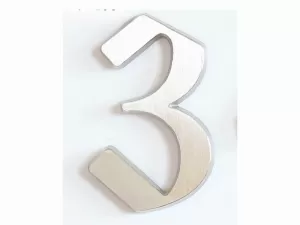 C125 Číslice 125 mm -kartáč.stříbro "3"