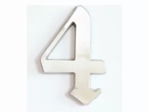 C125 Číslice 125 mm -kartáč.stříbro "4"
