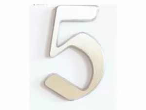 C125 Číslice 125 mm -kartáč.stříbro "5"
