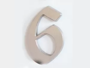 C125 Číslice 125 mm - kartáč.stříbro "6"