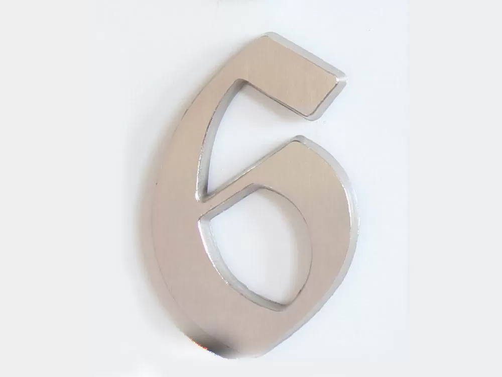 C125 Číslice 125 mm - kartáč.stříbro "6" 62