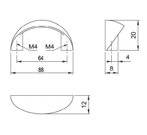 12106 - úchytka 64mm ocel mat