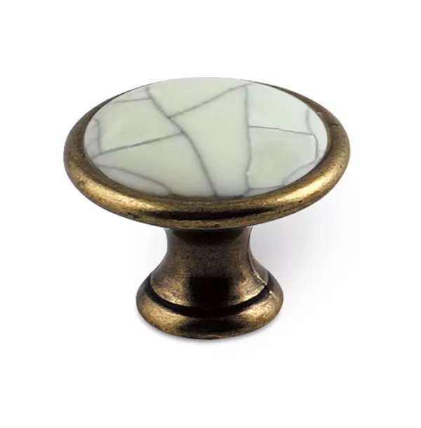 12938 - RUDA knopka st.mosaz/porcelán