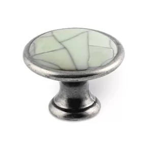 12942 - RUDA knopka  st.stříbrná/porcelán