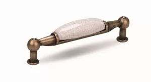 44020 - Úchytka 96mm staromosaz/porcelán popraskan