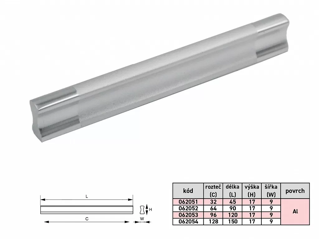 62051 - IKEA úchytka 32mm AL