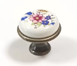 62142-knopka staromosaz/porcelán kytka