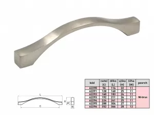 62292 - KARAT úchytka 160mm nikl broušený