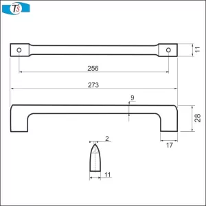 770055 - úchytka rozteč 256mm / Broušený nikl