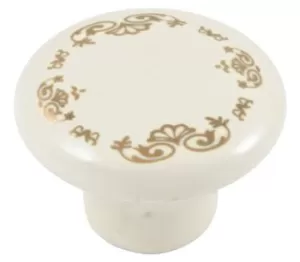 81035 - knopka 38mm porc.slon. kost/zlatý ornament