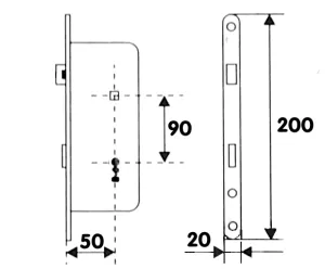81055 - zámek zadlab.+plech, 90/50, na dozický klíč