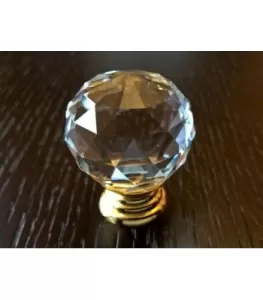 85001 - Knopka 30mm, křišťál/zlatá