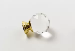 85001 - Knopka 30mm, křišťál/zlatá