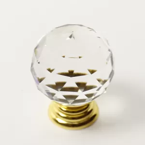 85001 - Knopka 30mm, křišťál/zlatá