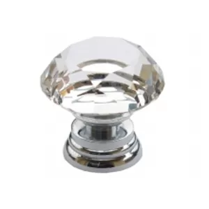 85002 - Knopka 30mm, křišťál/stříbro
