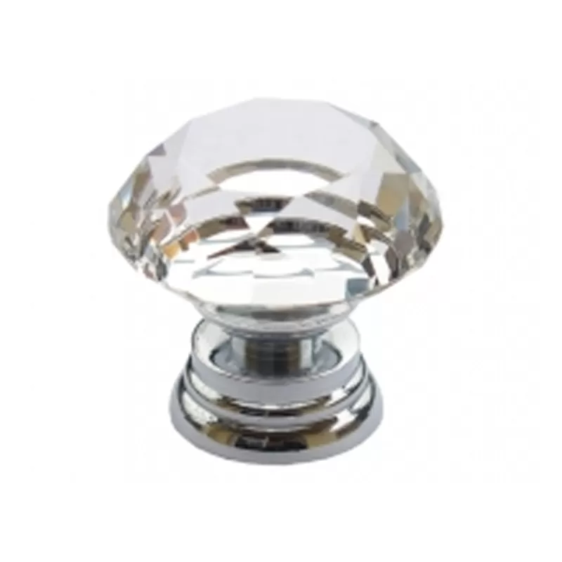 85002 - Knopka 30mm, křišťál/stříbro