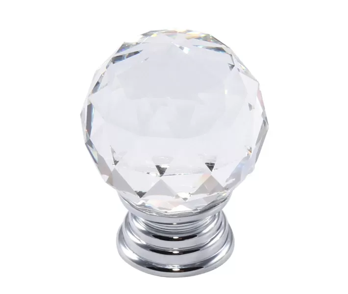 91005 - Knopka 30mm, křišťál/chrom