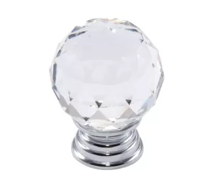 91009 - Knopka 40mm, křišťál/lesklý chrom