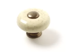 91062 - Knopka porcelán 32mm / staromosaz/pepř