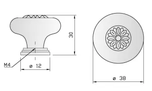 91064 - Knopka rustikální staromosaz s porcelánem