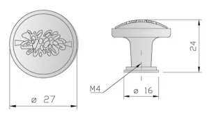 91096 - Knopka 27mm staromosaz, rustikální