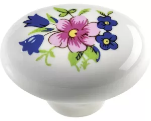 91158 - Knopka porcelán bílý 38mm /kytka
