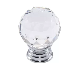 92001 - Knopka 30mm, křišťál/chrom lesklý