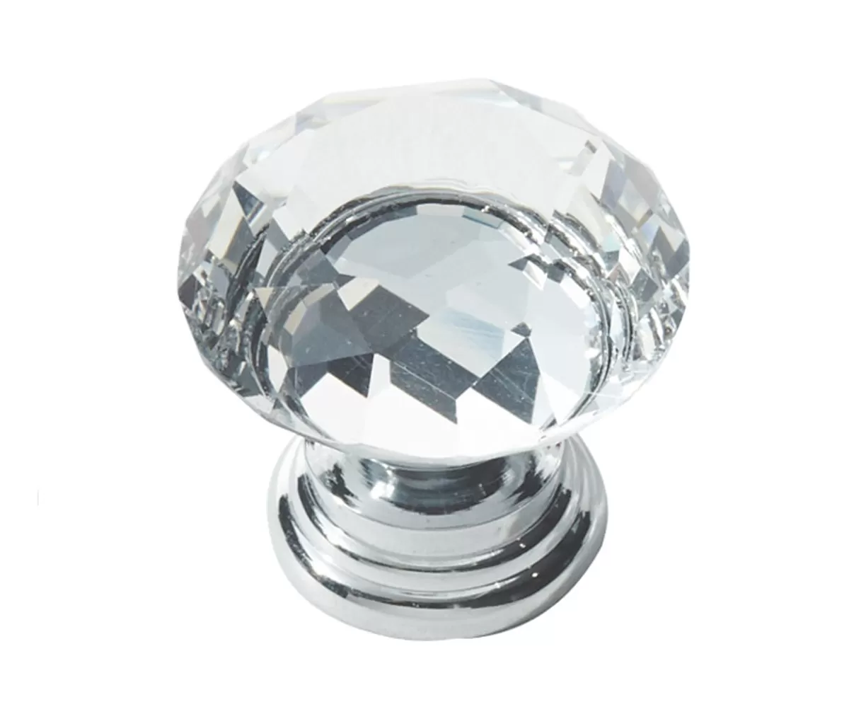 97019 - knopka křišťál 30mm stříbrná / čirá