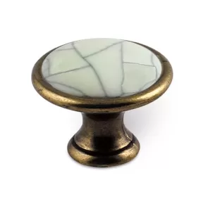 12938 - RUDA knopka st.mosaz/porcelán