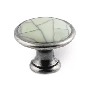 12942 - RUDA knopka st.stříbrná/porcelán